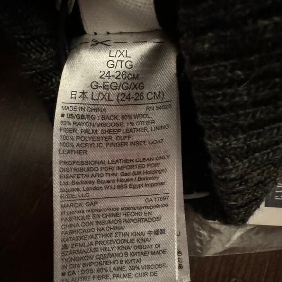 GAP Men’s Black Wool & Leather Smartphone Gloves L/XL Winter Touchscreen - Picture 10 of 12